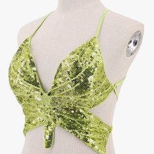 Butterfly sequin crop top